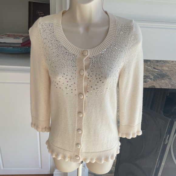 Juicy Couture cream sweater with silver sequins- petite - Picture 1 of 9